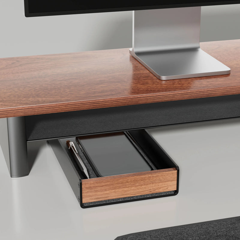 Textured Walnut Organizer Box - Multi-Functional and High-Capacity Wooden Storage for Modern Desktops