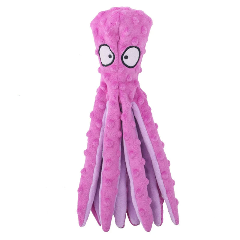 Octopus Sound Pet Chew Toy – Plush Chew Play Companion for Dogs & Cats with Teeth Cleaning & Crinkle Paper Fun