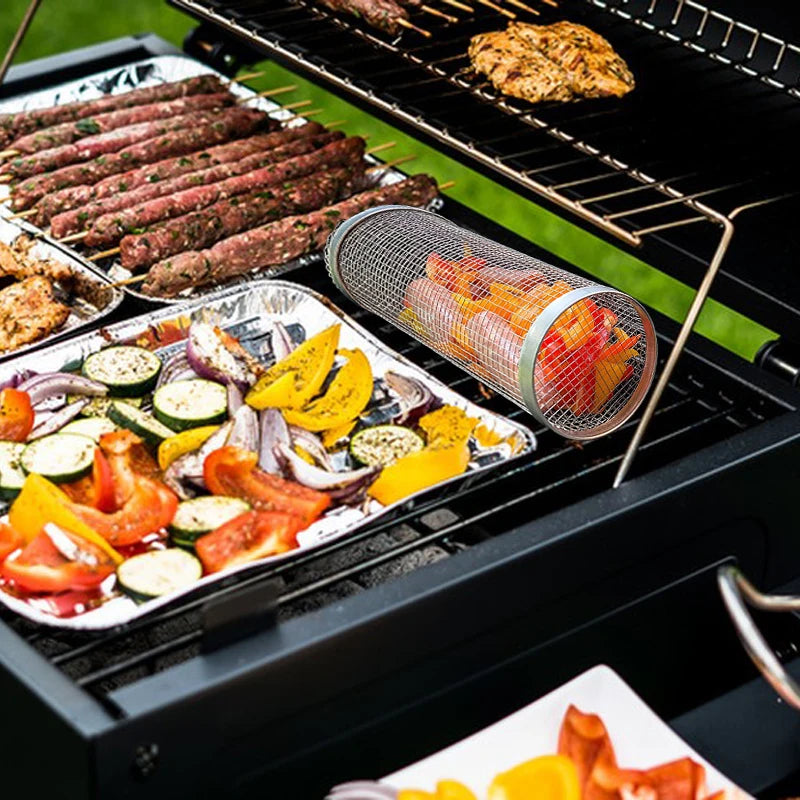 Stainless Steel BBQ Grill Basket – Leakproof, Easy-Clean Must-Have for Camping, Picnics & Outdoor Grilling Fun