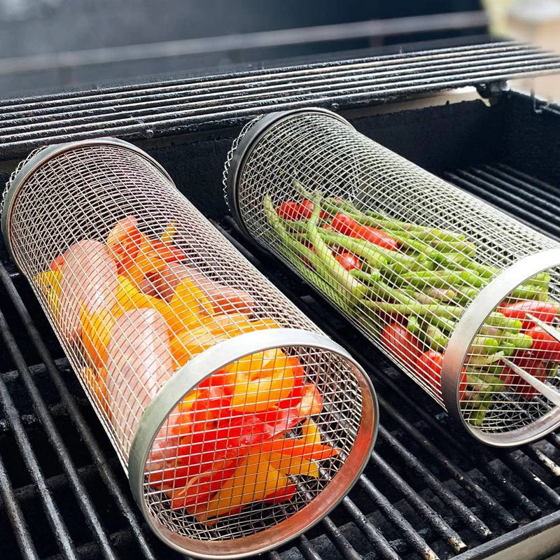Stainless Steel BBQ Grill Basket – Leakproof, Easy-Clean Must-Have for Camping, Picnics & Outdoor Grilling Fun