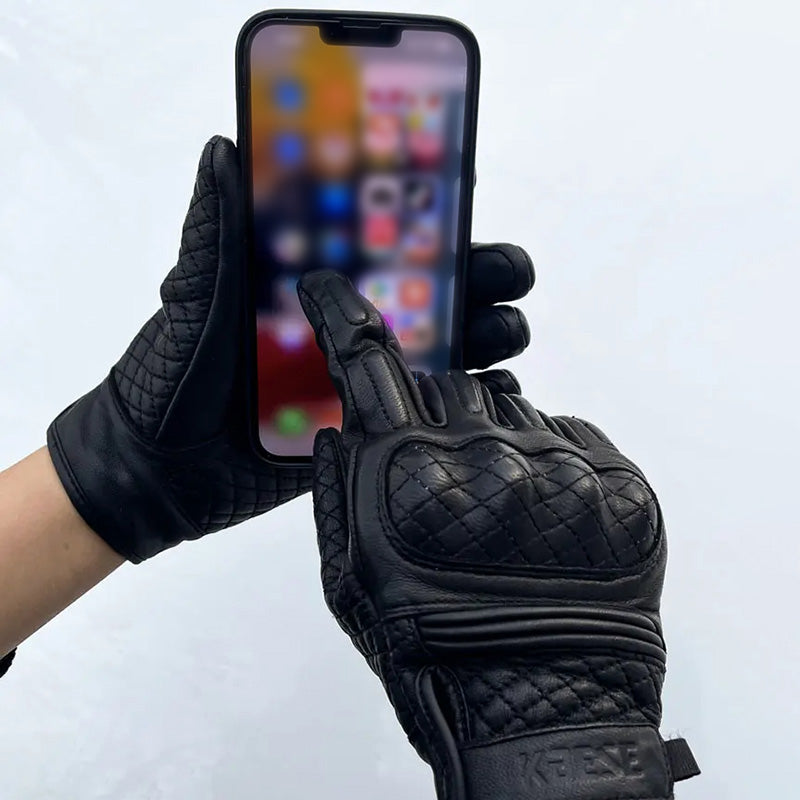 Waterproof Real Leather Motorcycle Gloves - Touchscreen & Protective