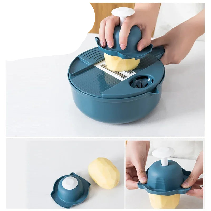 Multifunctional Vegetable Cutter – 12-in-1 Chopper and Shredder for Efficient Meal Prep
