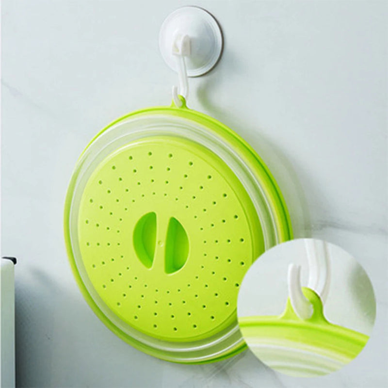 Collapsible Microwave Lid & Colander – Silicone Folding Cover for Heating Food, Draining Fruits, and Steaming Veggies