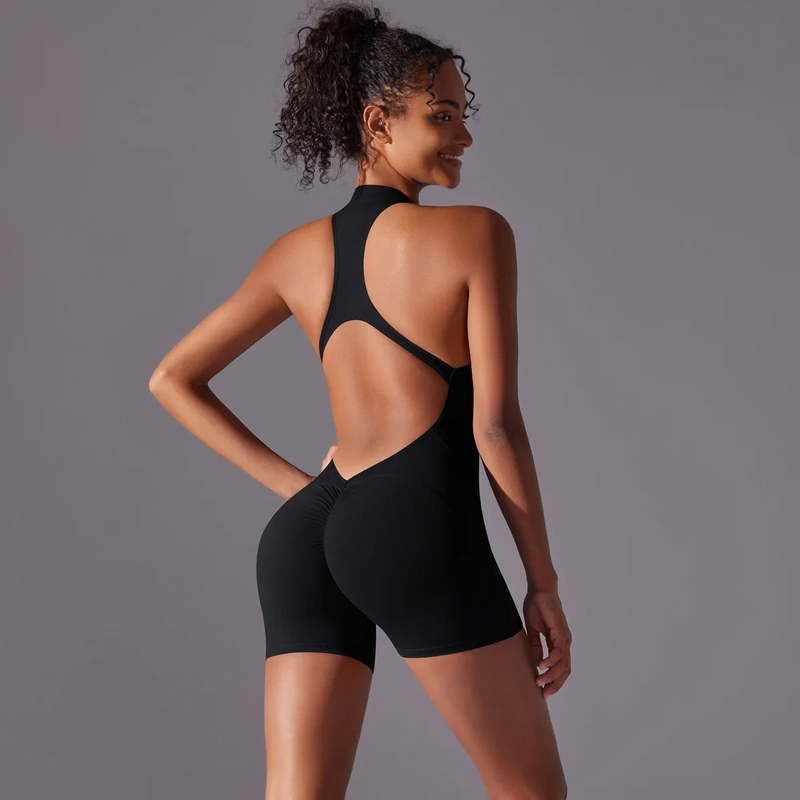 Seamless Yoga Jumpsuit – Sculpting One-Piece Fitness Wear with Hip-Lifting, Beauty Back Design, and a Barely-There Nude Feel Fit