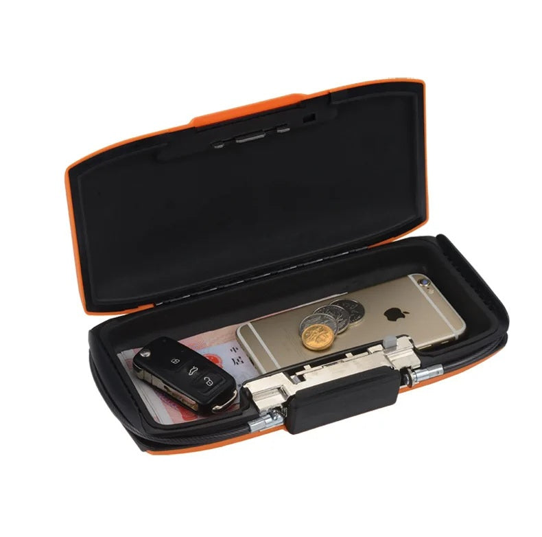 Portable Mini Security Safe – Password Lock Storage Box with Wire Rope for Jewelry, Cards, Cash & Phone Safety on the Go