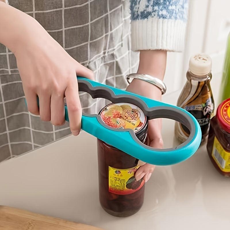 1pc Multi Function Jar Cap Can Bottle Opener, Non-slip Manual Opener, 4 In 1 Opener