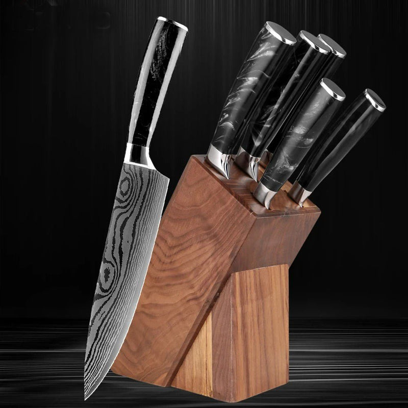 6-Piece Kitchen Knives Set with Knife Block