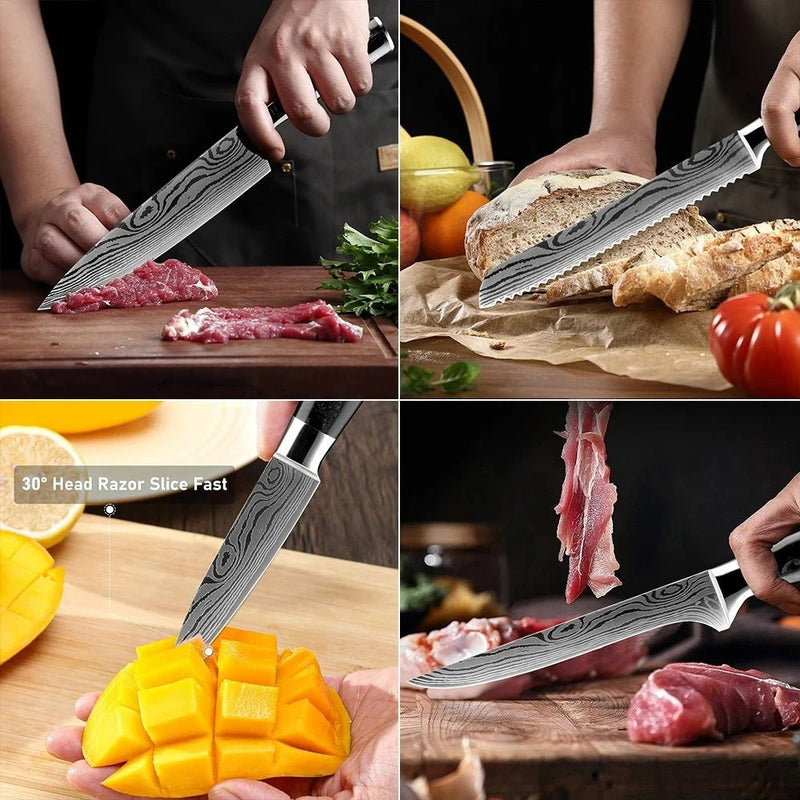 6-Piece Kitchen Knives Set with Knife Block