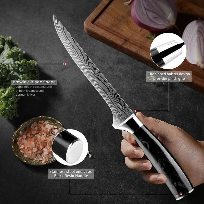 6-Piece Kitchen Knives Set with Knife Block