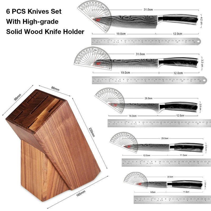 6-Piece Kitchen Knives Set with Knife Block
