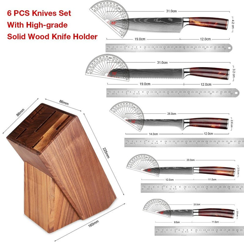 6-Piece Professional Chef Knife Set with Knife Holder