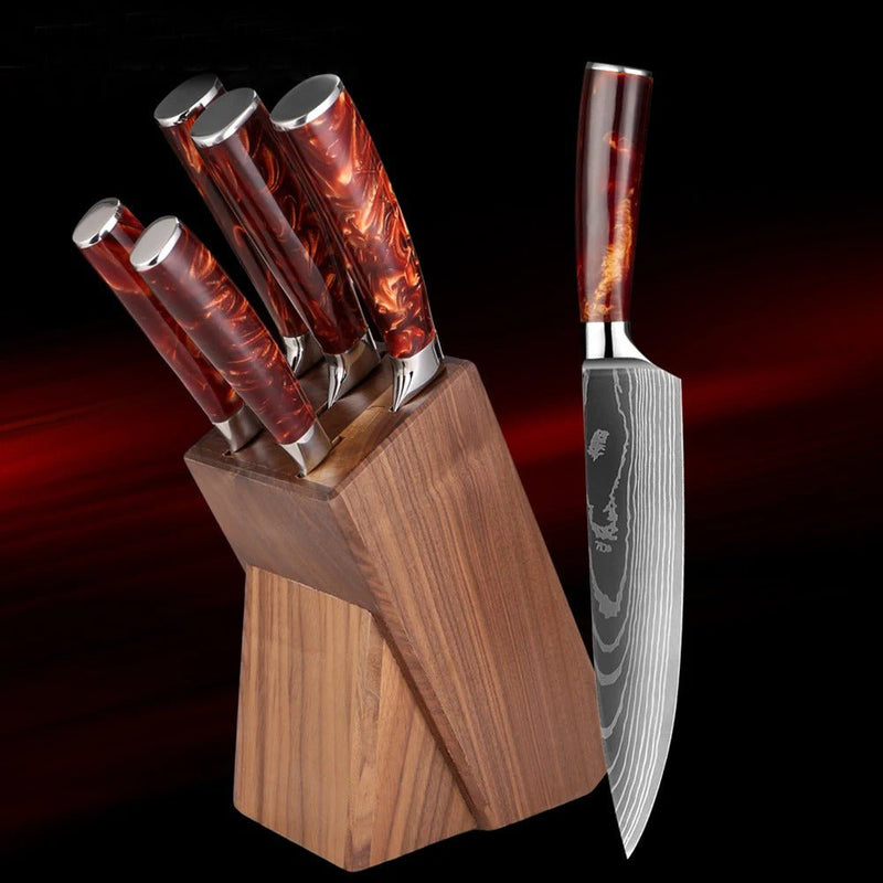 6-Piece Professional Chef Knife Set with Knife Holder