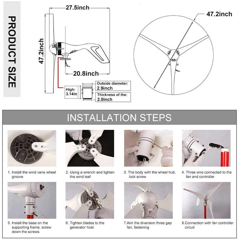 8 Blades Wind Turbine Generator for Home Use - Efficient Renewable Energy Solution for Residential Power Generation