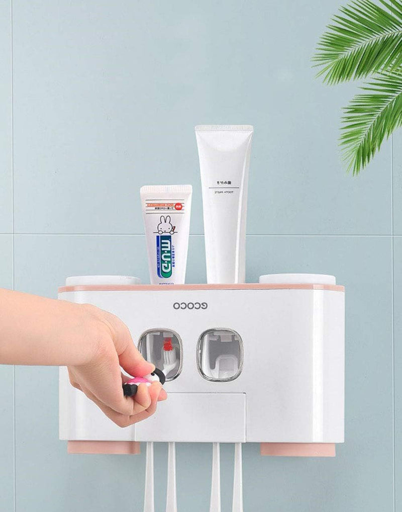Wall Mounted Automatic Toothpaste Dispenser Set – Magnetic Toothbrush Holder for a Clean, Modern Bathroom Experience