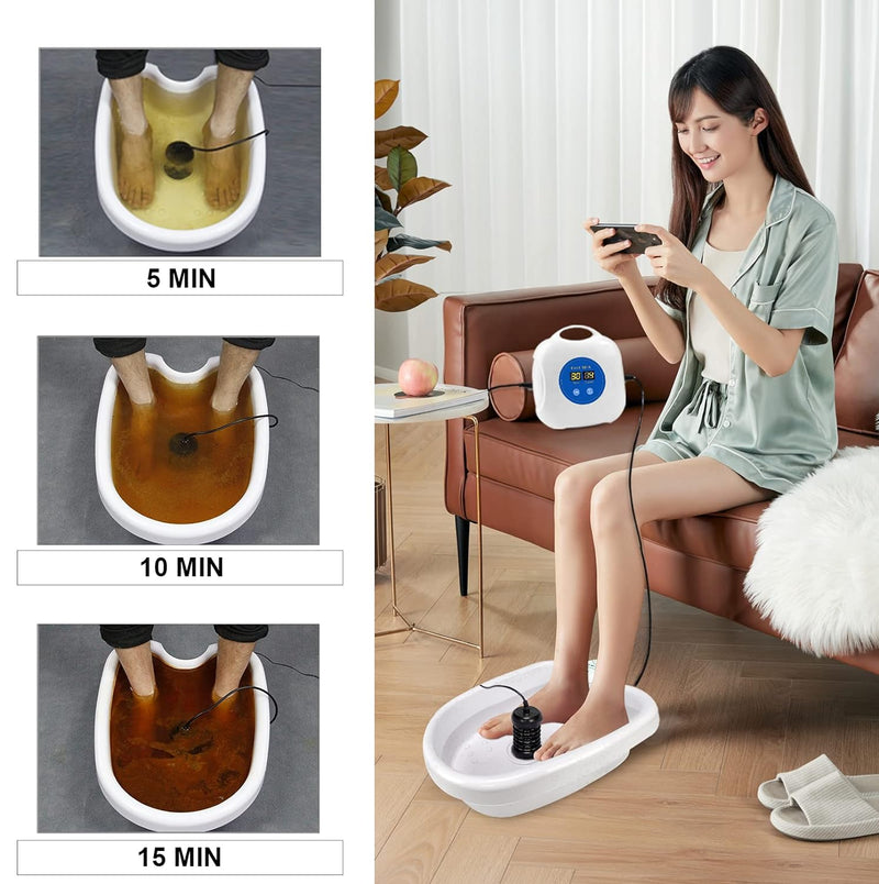 2024 Upgrade Ionic Foot Bath Detox Machine - Ionic Detox Foot Bath, Foot Detox Machine, Touch ON/OFF, LCD & Timer for Home Use Beauty Salon with Tub (2 Arrays,10 Tub Liners)