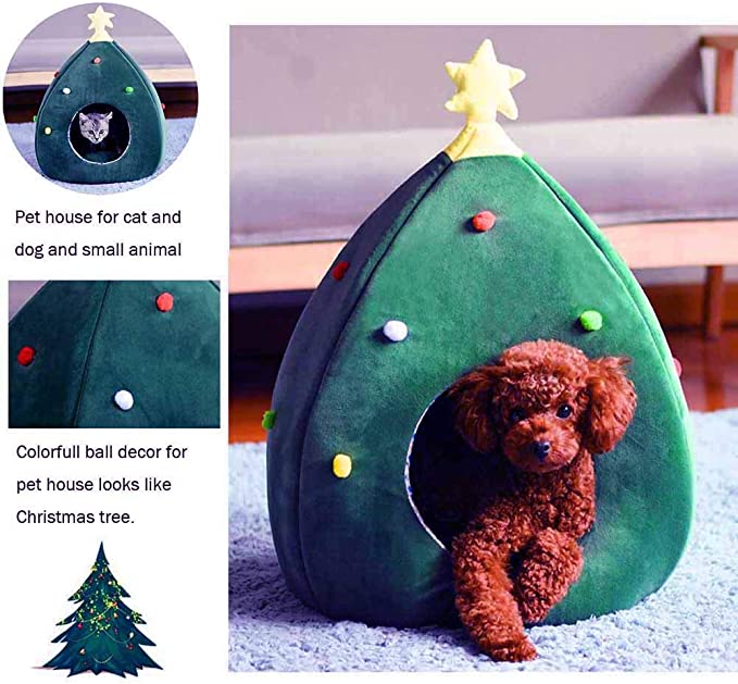 Christmas Tree Shaped Cat Bed
