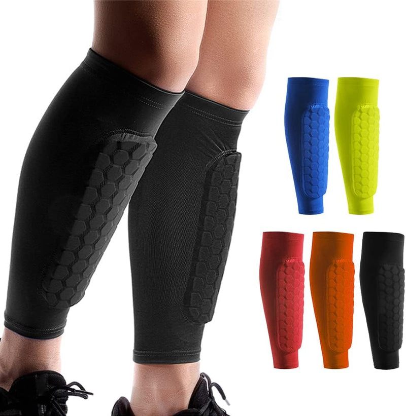 Football Shin Guards – Honeycomb Nylon Support for Sports Protection, Soccer Gear with Soft Compression Fit