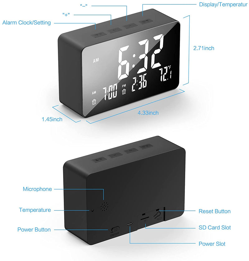 WiFi Surveillance Camera Smart Clock WiFi Surveillance Camera Smart Clock 140 Degree Wide Angle Lens and Night Vision