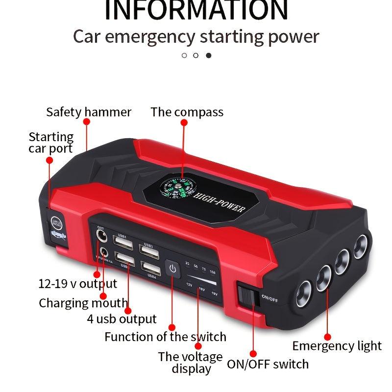 12V 200A Car Jump Starter, Portable Power Bank Starting Device, Diesel Petrol Powered 20000mAh Power Charger For Car Battery Booster