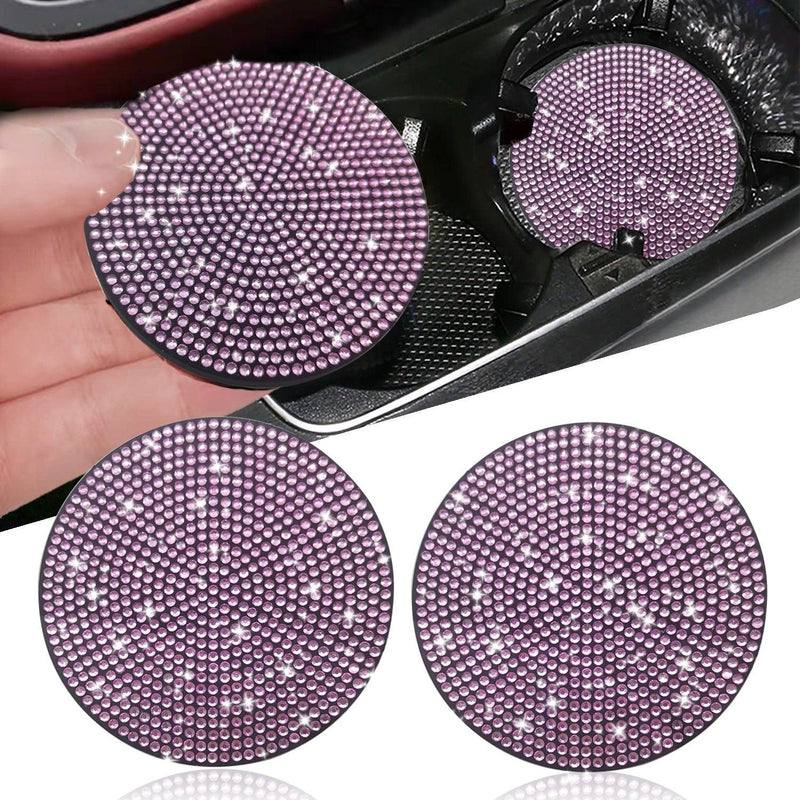 2PCS Multi-functional ArtifDiamond Car Coasters Water Cup Slots Non-slip Pads Silicone Pads Cup Holder Pads Car Gadgets Glitter Car Accessories Women