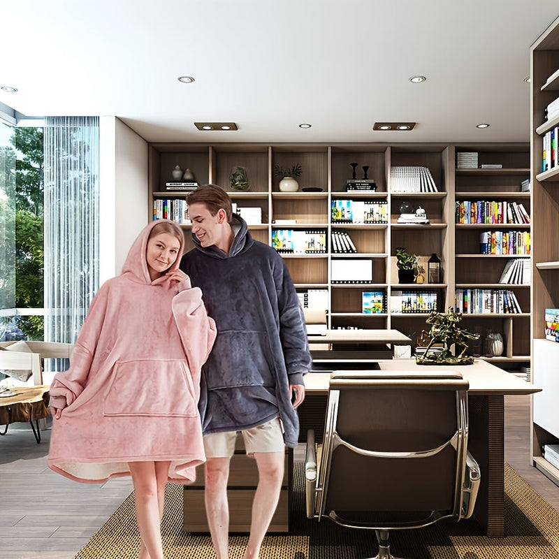 Wearable Double-Sided Hoodie Blanket – Ultra-Soft Reversible Pajama Sweatshirt for Snuggly Winter Comfort, Lounging, and Cozy All-Day Warmth