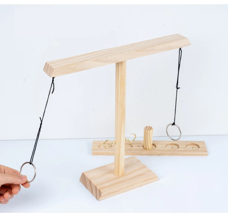 Wooden Ring Toss Game – Adjustable Tabletop Set for Competitive Outdoor Play