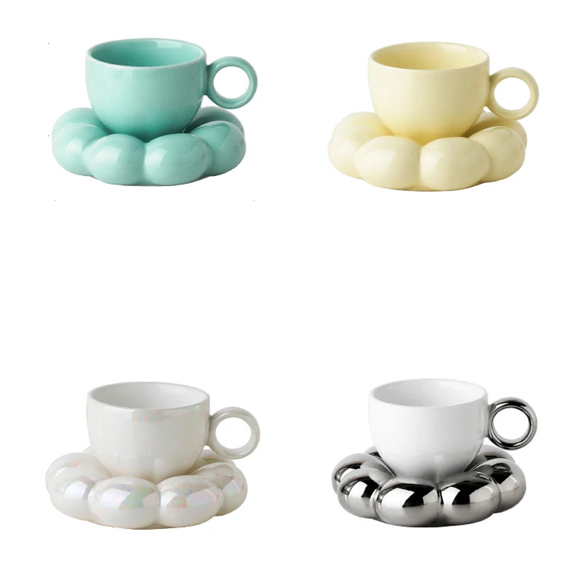 Cloud Ceramic Cup & Saucer Set – Elegant Home Tea & Coffee Essentials