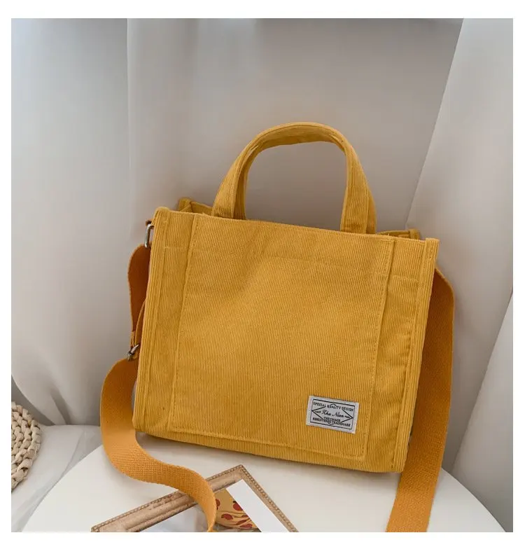 Corduroy Small Square Shoulder Bag – Trendy Women’s Large-Capacity Handbag, Ideal for Students, Shopping, Work & Travel