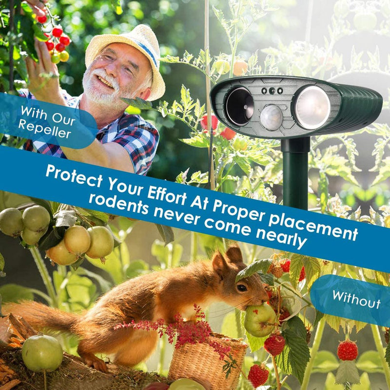 Ultrasonic Chipmunk Repeller - Solar Powered - Get Rid of Squirrel and Chipmunks