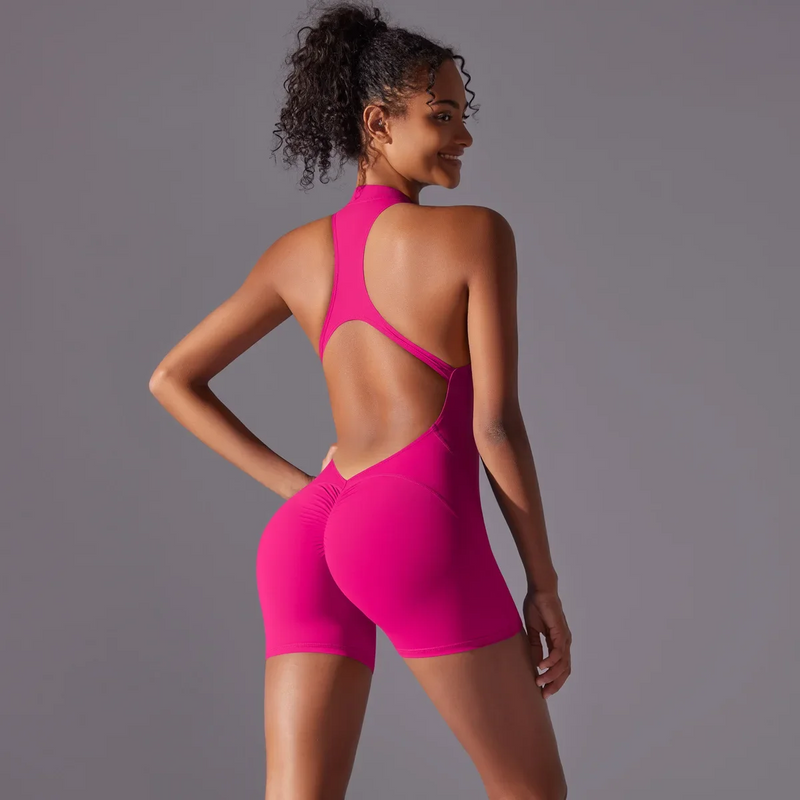 Seamless Yoga Jumpsuit – Sculpting One-Piece Fitness Wear with Hip-Lifting, Beauty Back Design, and a Barely-There Nude Feel Fit