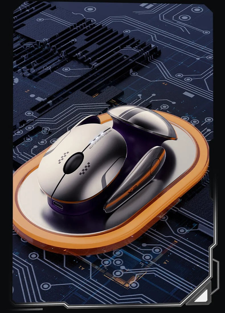 Inphic X2 Silent Bluetooth Mouse - Metal Base Rechargeable Wireless Mouse for Gaming, Office, Laptop, and Ultra Quiet Clicking