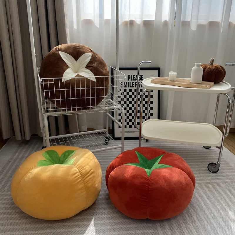 Tomato-Shaped Cushion – Thickened Round Pillow for Window Seat or Bedroom with a Fun Vegetable Design