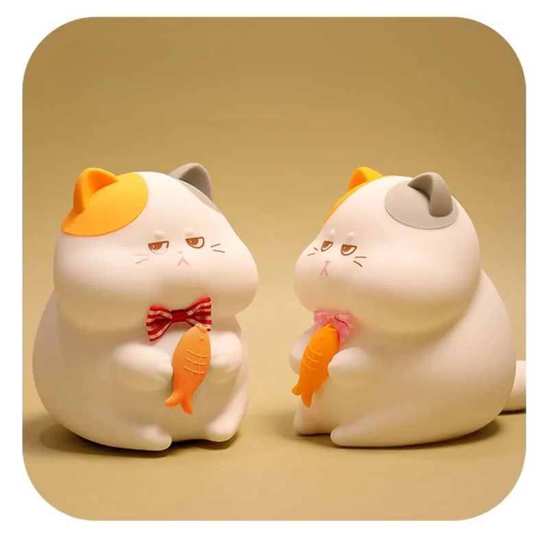 Gluttonous Cat Night Light – Soft Silicone Touch Lamp with Rechargeable Fun & Timer