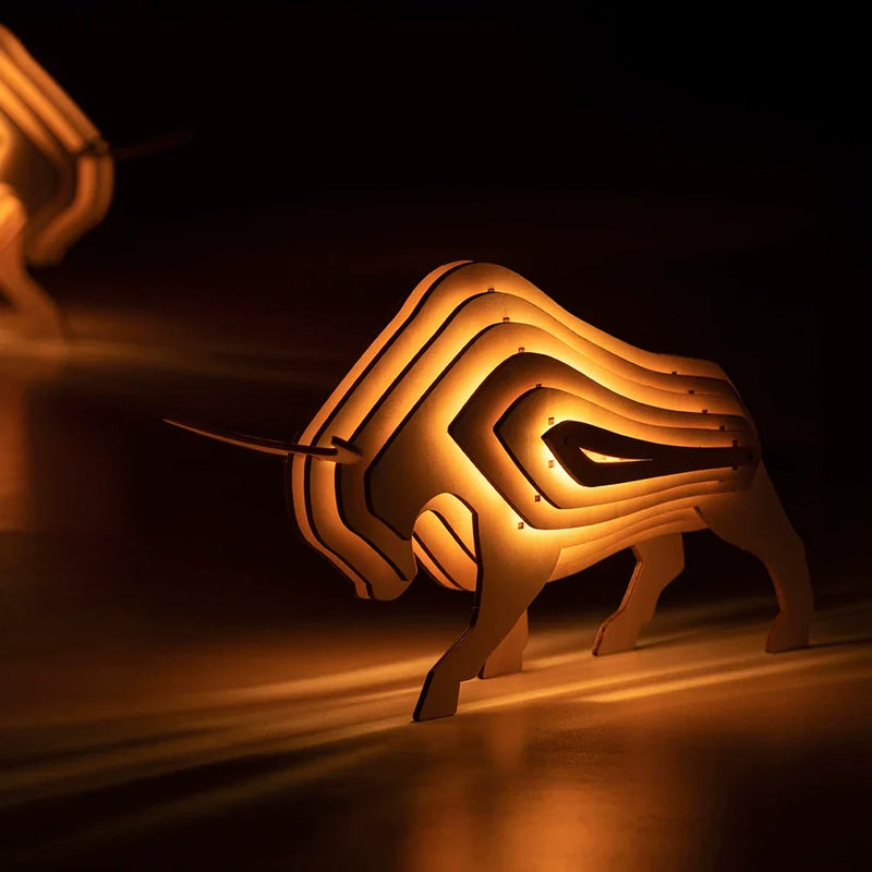 Wooden 3D Animal Lamp – Interactive DIY Night Light