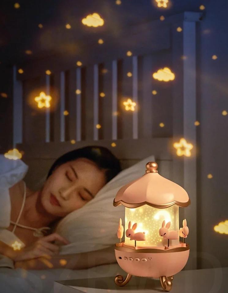 Kids Night Light Projector with Films & Soothing Sounds – Space Rotation LED USB Rechargeable Lamp with 12 Movies for Children’s Room