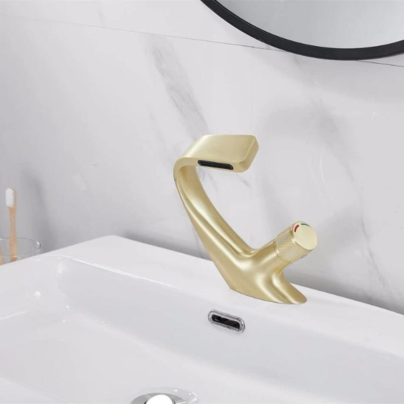 Bathroom Sink Faucet Mixer Crane Deck Mounted Single Hole