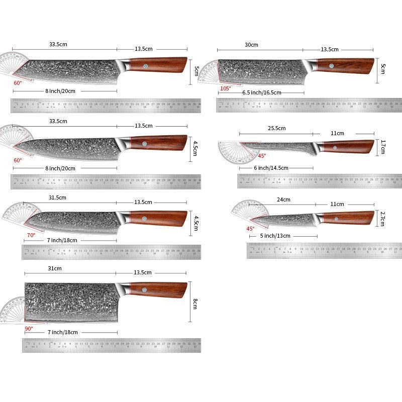 7-Piece Damascus Chef Knife Set