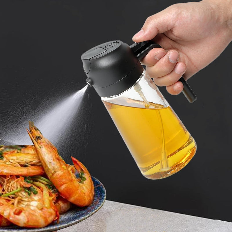 2-in-1 Oil Dispenser Bottle | Oil Sprayer and Dispenser | Healthy Cooking