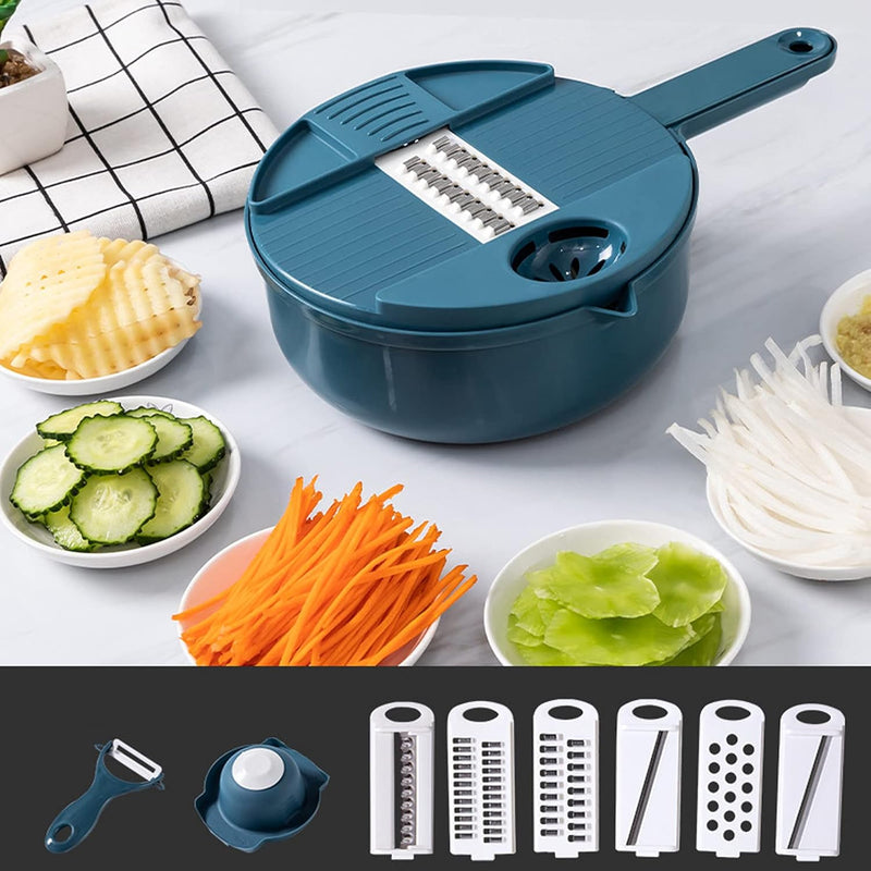 Multifunctional Vegetable Cutter – 12-in-1 Chopper and Shredder for Efficient Meal Prep