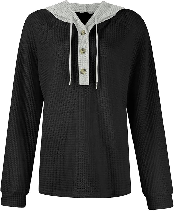 Casual Oversized Hooded Sweatshirt – Button Loose Round Neck Harajuku Streetwear for Sporty Comfort for Women