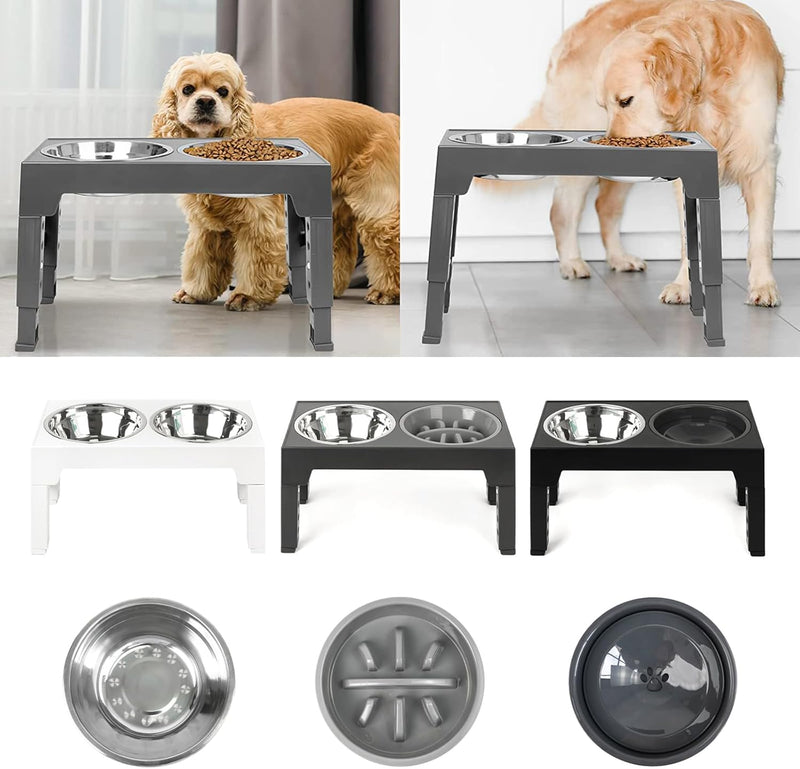 Elevated Stainless Steel Pet Bowls – Neck Support Design to Prevent Overturning and Slow Feeding