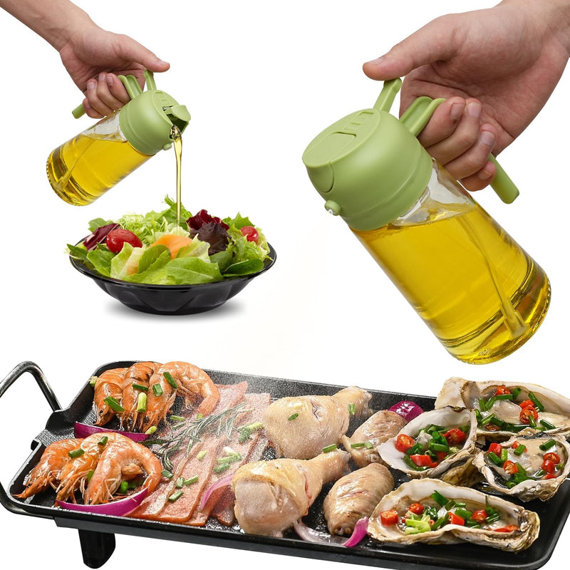 2-in-1 Oil Dispenser Bottle | Oil Sprayer and Dispenser | Healthy Cooking