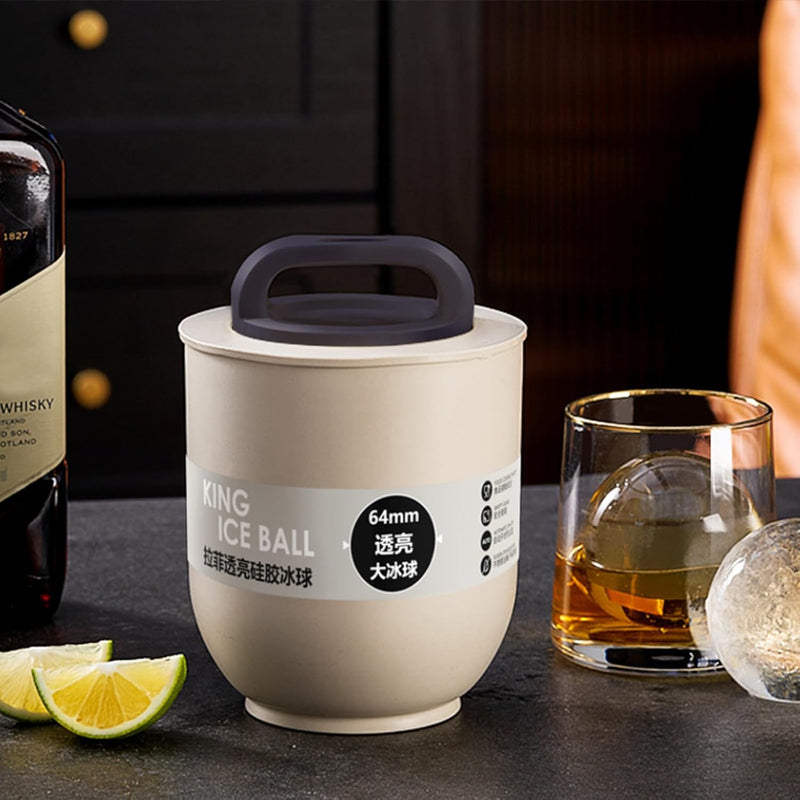 Large Whiskey Ice Ball Mold – Crystal Clear, Bubble-Free Ice Spheres Made Easy with Food-Grade Silicone for Smooth Chilling