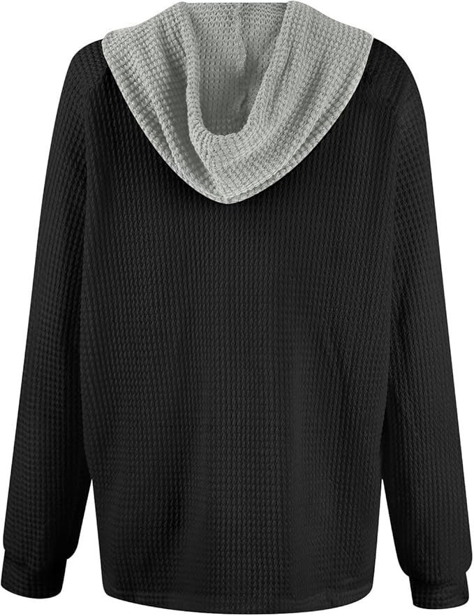Casual Oversized Hooded Sweatshirt – Button Loose Round Neck Harajuku Streetwear for Sporty Comfort for Women