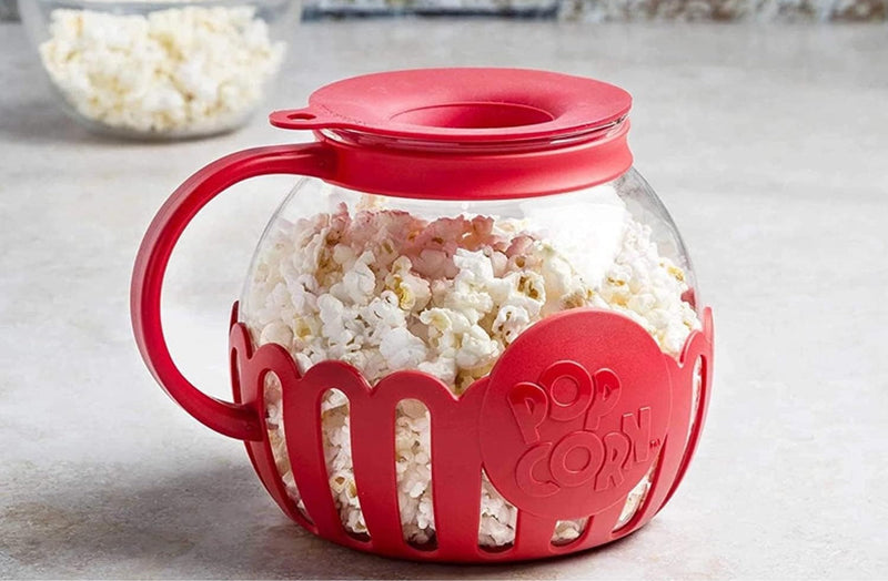Microwave Glass Popcorn Popper with Silicone Lid – Safe Heat-Resistant Popcorn Maker for Quick, Healthy Snacking at Home