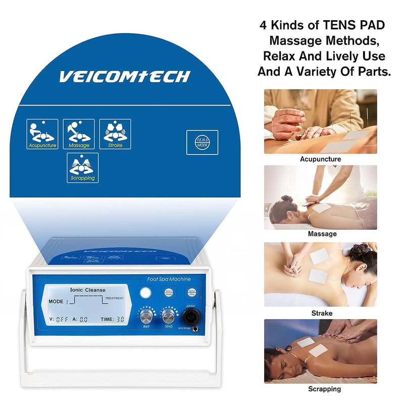 2024 Upgrade Ionic Foot Bath Detox Machine,  3 in1 Detox Foot SPA System with Wrist Strap, Far Infrared Waistbelt, Array and 2 Pads (Blue + Tub)
