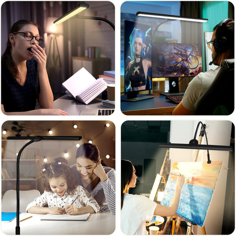 Double Single Head LED Architect Desk Lamp with Remote – 18W Eye-Caring Task Light with 3 Modes & 6 Brightness Levels for Office, Workbench & Study