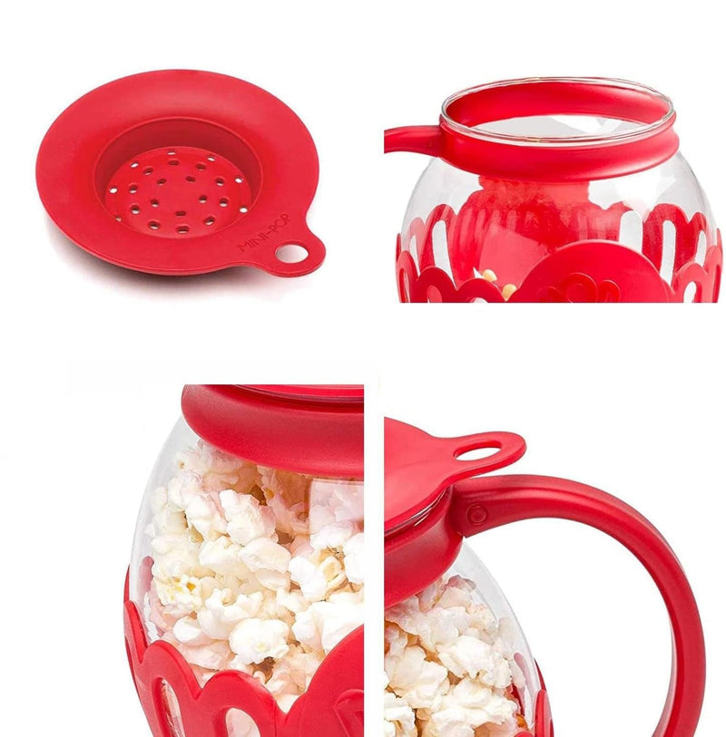Microwave Glass Popcorn Popper with Silicone Lid – Safe Heat-Resistant Popcorn Maker for Quick, Healthy Snacking at Home
