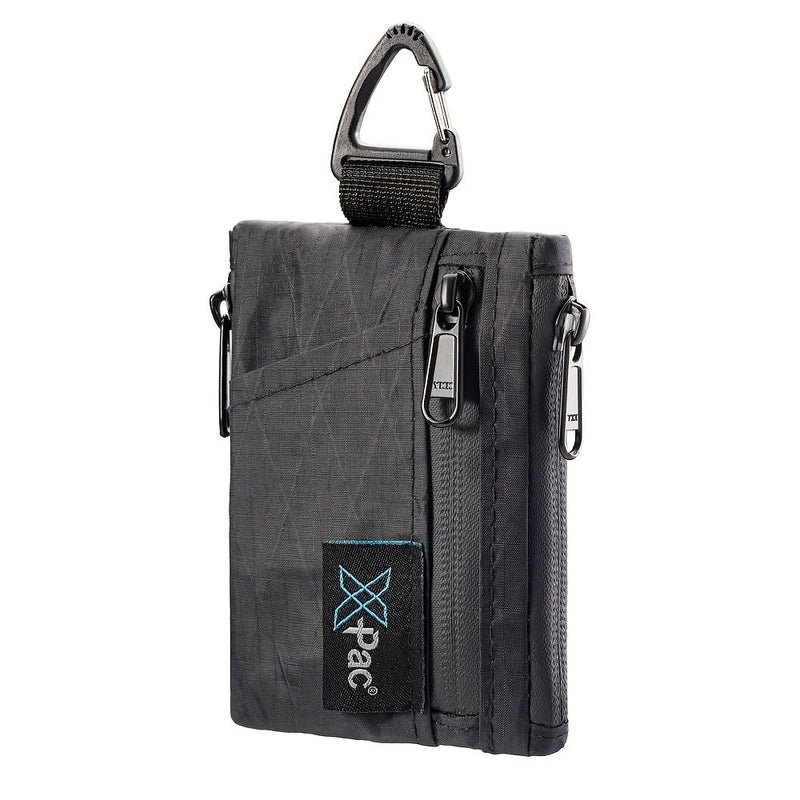 EDC 5-Pocket X-PAC Wallet - Compact Black Quilted Fabric Organizer with YKK Zipper, Keychain, Coin Pouch & Card Slots for Keys, Coins, Bills - Minimalist Men'S Wallet