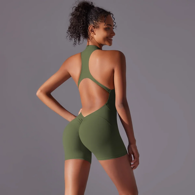 Seamless Yoga Jumpsuit – Sculpting One-Piece Fitness Wear with Hip-Lifting, Beauty Back Design, and a Barely-There Nude Feel Fit